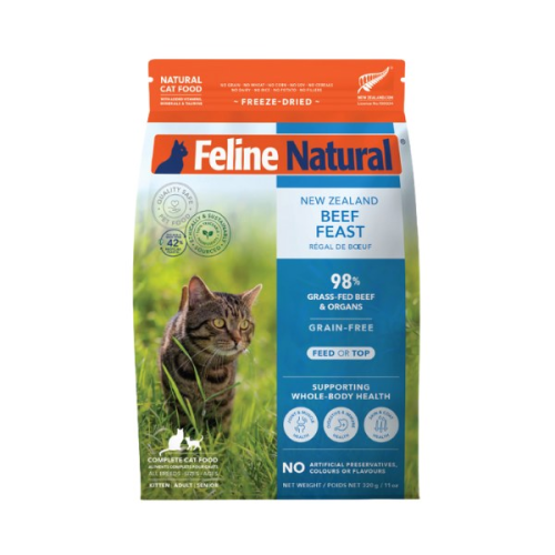 F9 Feline Natural 320g ((Beef Feast)) Freeze-Dried Cat Food 凍乾脫水貓糧 單一蛋白 牛肉盛宴 320克 (F9-B320) 原裝行貨 (新包裝 升級版) 